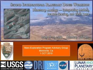 MEPAG Dunes Titus Mars Exploration Program Advisory Group