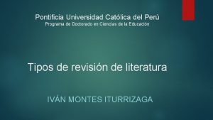 Pontificia Universidad Catlica del Per Programa de Doctorado