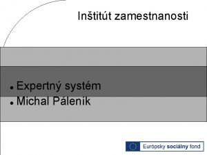 Intitt zamestnanosti Expertn systm Michal Plenk Expertn systm