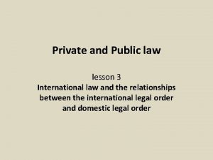 Private and Public law lesson 3 International law