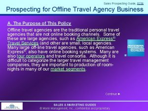 Sales Prospecting Guide 8236 Prospecting for Offline Travel