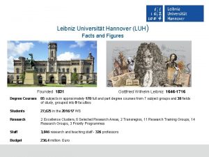 Leibniz Universitt Hannover LUH Facts and Figures Founded