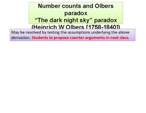 Number counts and Olbers paradox The dark night