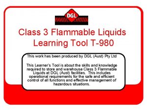 Class 3 Flammable Liquids Learning Tool T980 This
