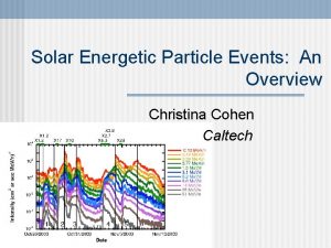 Solar Energetic Particle Events An Overview Christina Cohen