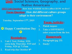 Unit Social Sciences Geography and Native Americans MYP