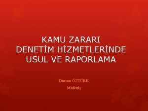 KAMU ZARARI DENETM HZMETLERNDE USUL VE RAPORLAMA Dursun