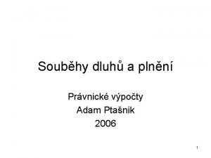 Soubhy dluh a plnn Prvnick vpoty Adam Ptanik