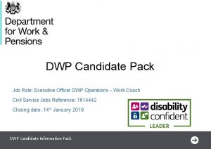 DWP Candidate Pack Job Role Executive Officer DWP