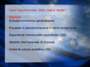 Dopo lAja dicembre 1969 cosa risolto Scenario Sviluppo