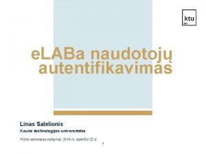 e LABa naudotoj autentifikavimas Linas Salelionis Kauno technologijos