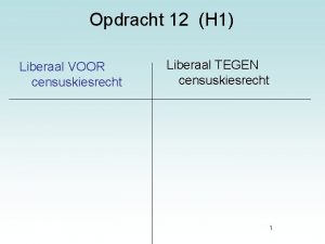 Opdracht 12 H 1 Liberaal VOOR censuskiesrecht Liberaal