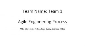 Team Name Team 1 Agile Engineering Process Mike
