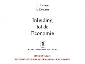 L Berlage A Decoster Inleiding tot de Economie