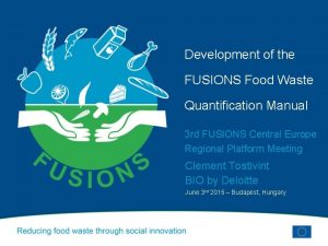 Development of the FUSIONS Food Waste Quantification Manual