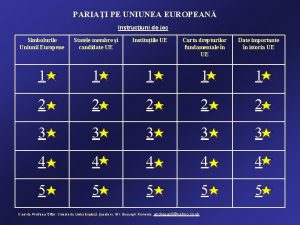 PARIAI PE UNIUNEA EUROPEAN Instruciuni de joc Simbolurile