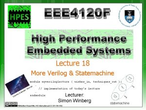 EEE 4120 F High Performance Embedded Systems Lecture
