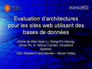 Evaluation darchitectures pour les sites web utilisant des