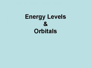 Energy Levels Orbitals The Hydrogen Orbitals Orbitals do
