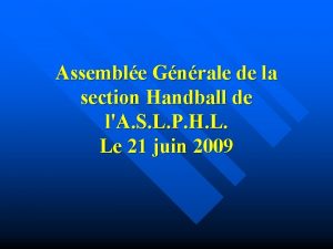 Assemble Gnrale de la section Handball de lA