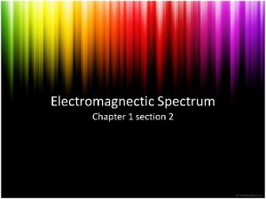 Electromagnectic Spectrum Chapter 1 section 2 Electromagnetic Spectrum