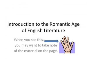 Introduction to the Romantic Age of English Literature