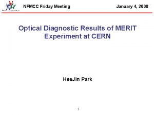 NFMCC Friday Meeting January 4 2008 Optical Diagnostic