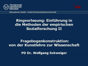 Philosophische Fakultt Institut fr Kommunikationswissenschaft Ringvorlesung Einfhrung in