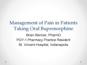 Management of Pain in Patients Taking Oral Buprenorphine