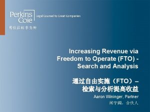 Increasing Revenue via Freedom to Operate FTO Search