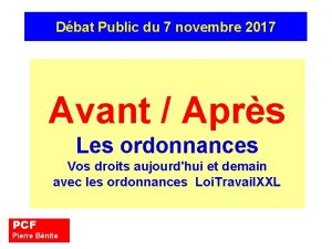 Dbat Public du 7 novembre 2017 Avant Aprs