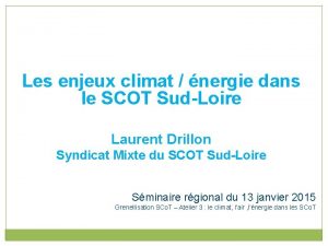 Les enjeux climat nergie dans le SCOT SudLoire