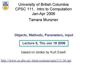 University of British Columbia CPSC 111 Intro to