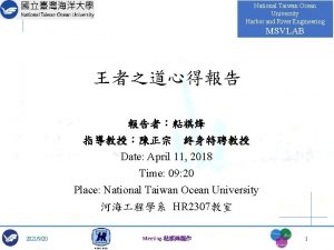 National Taiwan Ocean University Harbor and River Engineering
