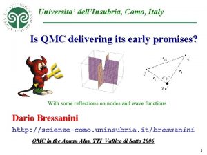 Universita dellInsubria Como Italy Is QMC delivering its