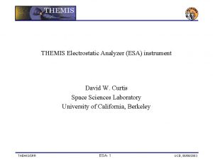 THEMIS Electrostatic Analyzer ESA instrument David W Curtis