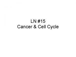LN 15 Cancer Cell Cycle The Cell Cycle