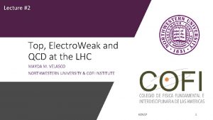 Lecture 2 Top Electro Weak and QCD at