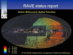 RAVE status report Matthias Steinmetz AIP Data collection