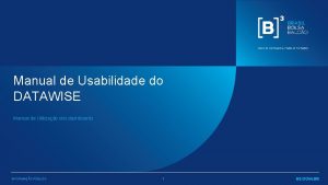 Manual de Usabilidade do DATAWISE Manual de Utilizao