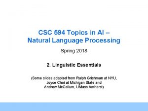CSC 594 Topics in AI Natural Language Processing