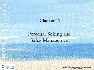 MARKETING TRAVEL HOSPITALITY Chapter 17 Personal Selling and