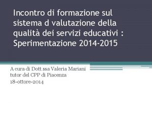 Incontro di formazione sul sistema d valutazione della