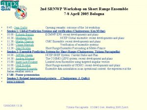2 nd SRNWP Workshop on Short Range Ensemble
