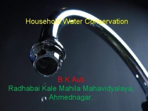 Household Water Conservation B K Auti Radhabai Kale