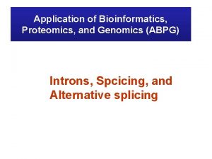 Application of Bioinformatics Proteomics and Genomics ABPG Introns