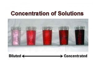 Concentration of Solutions Working with Solution Concentrations can