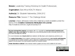 Module Leadership Training Workshop for Health Professionals Organization