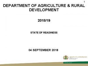 1 DEPARTMENT OF AGRICULTURE RURAL DEVELOPMENT 201819 STATE