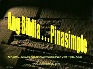 The BibleBasically Ministries International Inc Fort Worth Texas